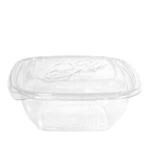 BOL EN PLASTIQUE CLAIR CARRÉ 8OZ COMBO AVEC COUVERCLE ET FOURCHETTE |  ABC Distribution