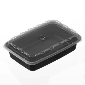 CONTENANT NOIR RECTANGULAIRE 16OZ EN COMBO AVEC COUVERCLE 7