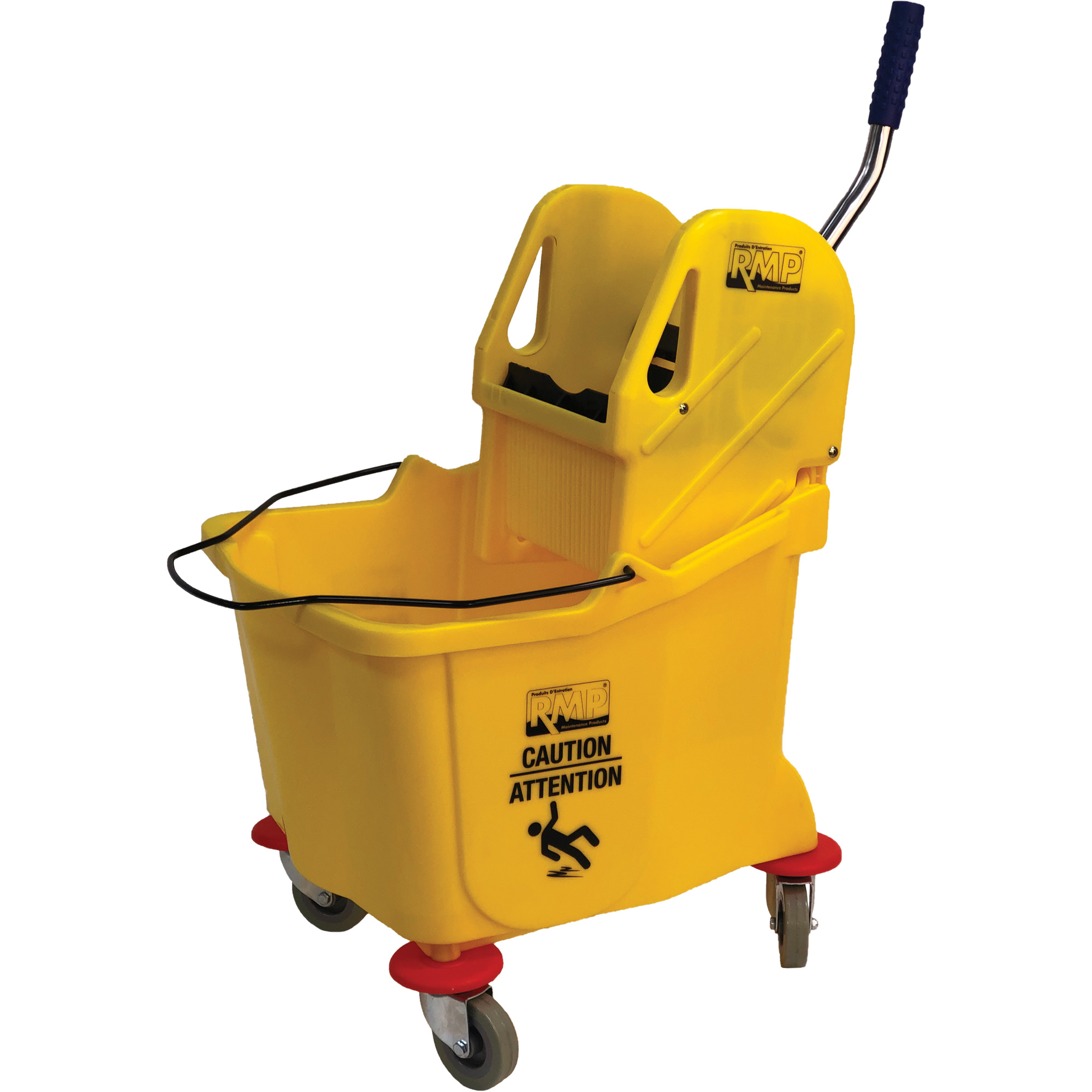 Seau et essoreuse pour vadrouille - Pression descendante - 9.5 gal. US (38 pintes) - Jaune | ABC Distribution