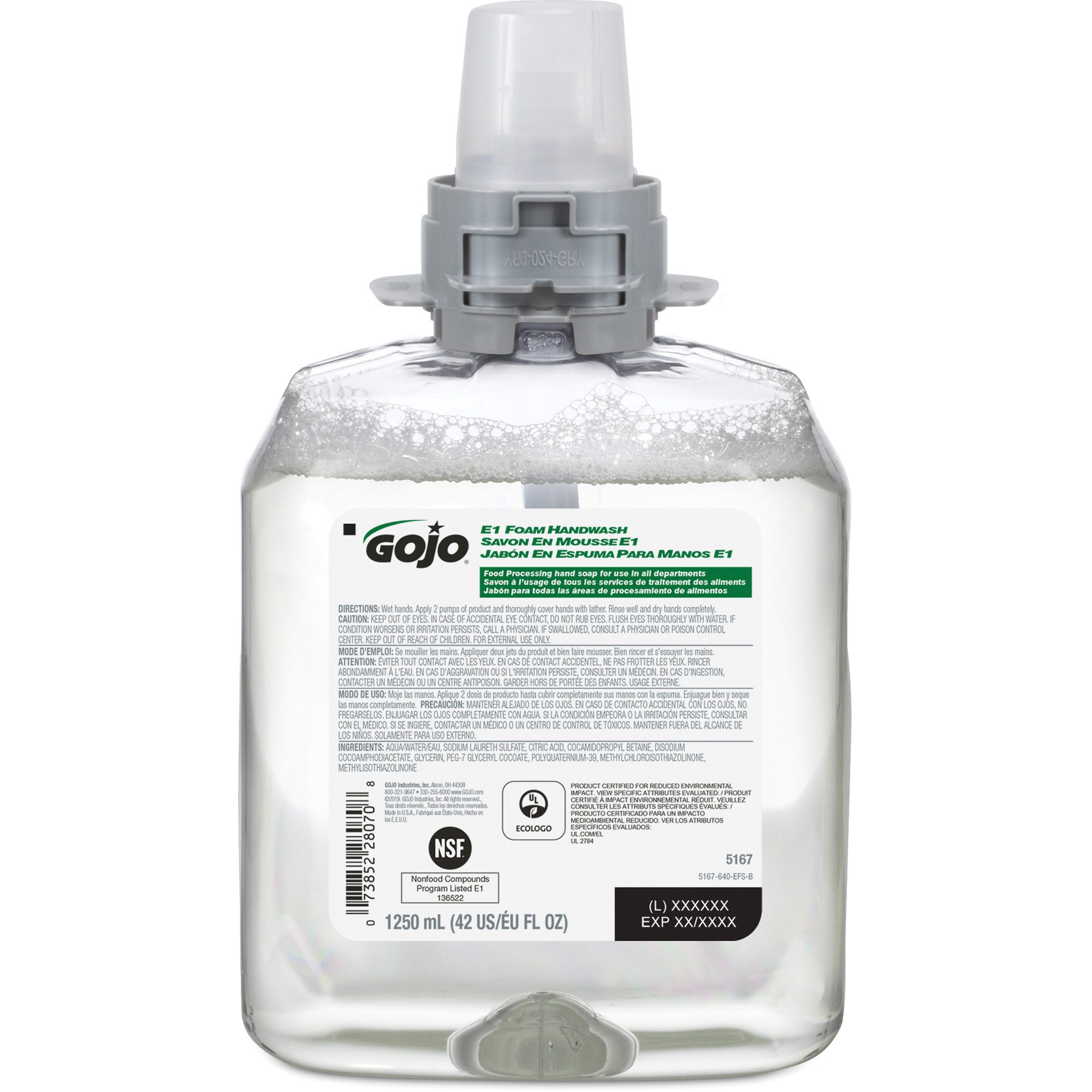 Savon à mains Gojo FMX-12MC, Mousse, 1250 ml, Sans parfum - Caisse de 4 | ABC Distribution