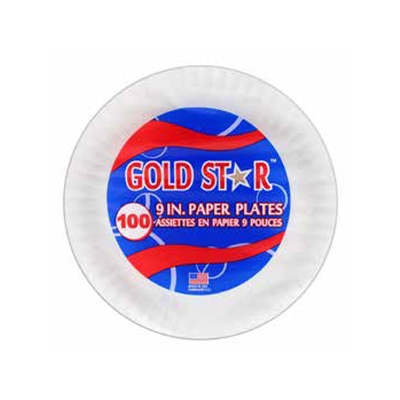 ASSIETTE EN PAPIER BLANC «GOLD STAR» 9" - Caisse de 1200 | ABC Distribution