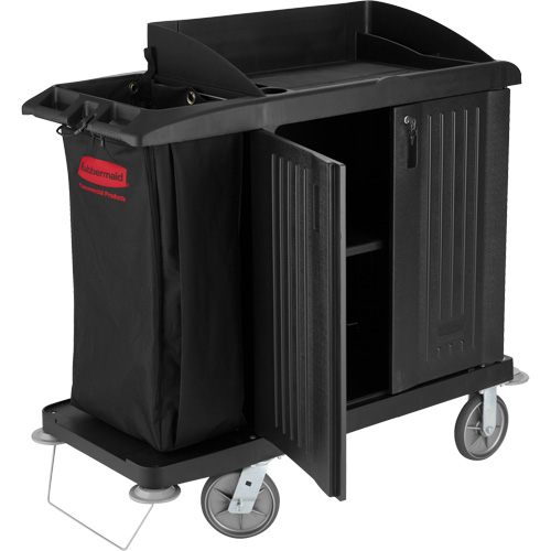 Chariot compact pour l'entretien ménager de bureau avec portes