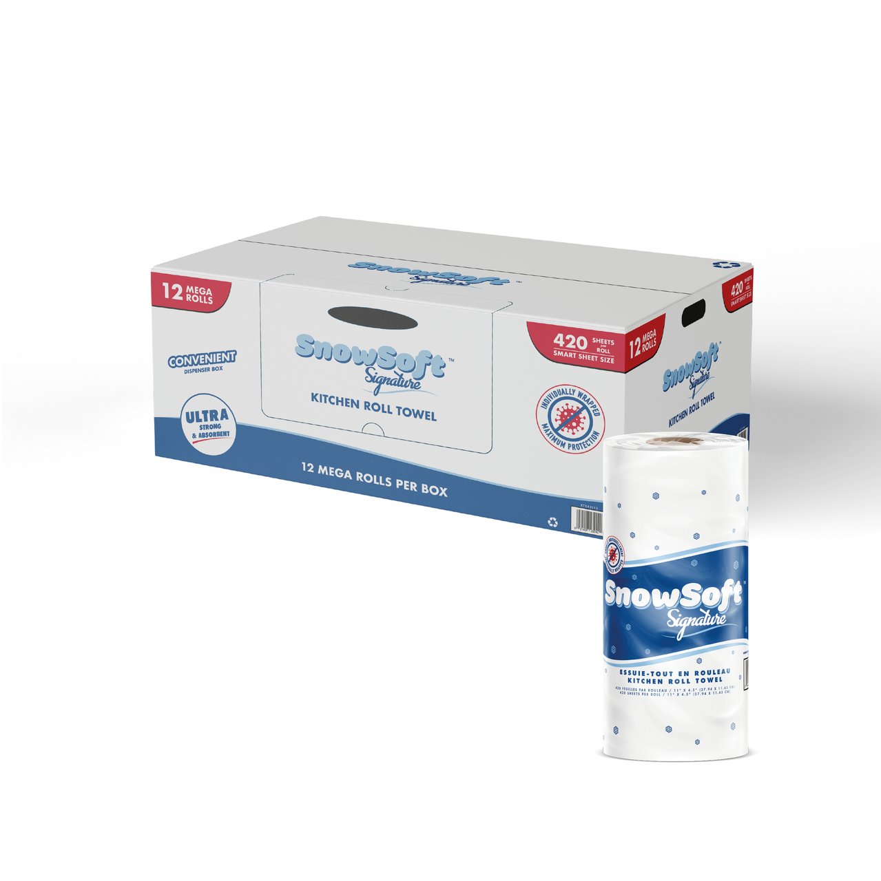 ESSUIE-TOUT BLANC 11"X4.5" 2PLIS - 12 x 420 feuilles | ABC Distribution