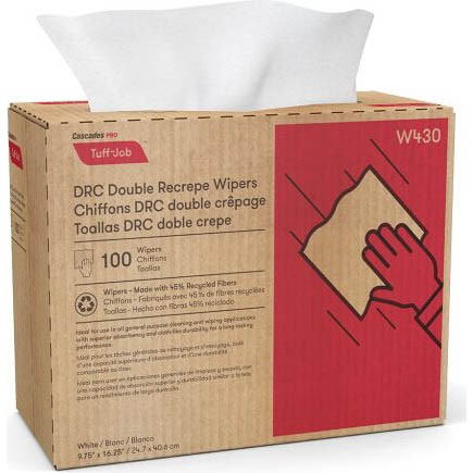Cascades W430 Tuff Job Chiffons double crêpage en boîte pop-up blanc | ABC Distribution
